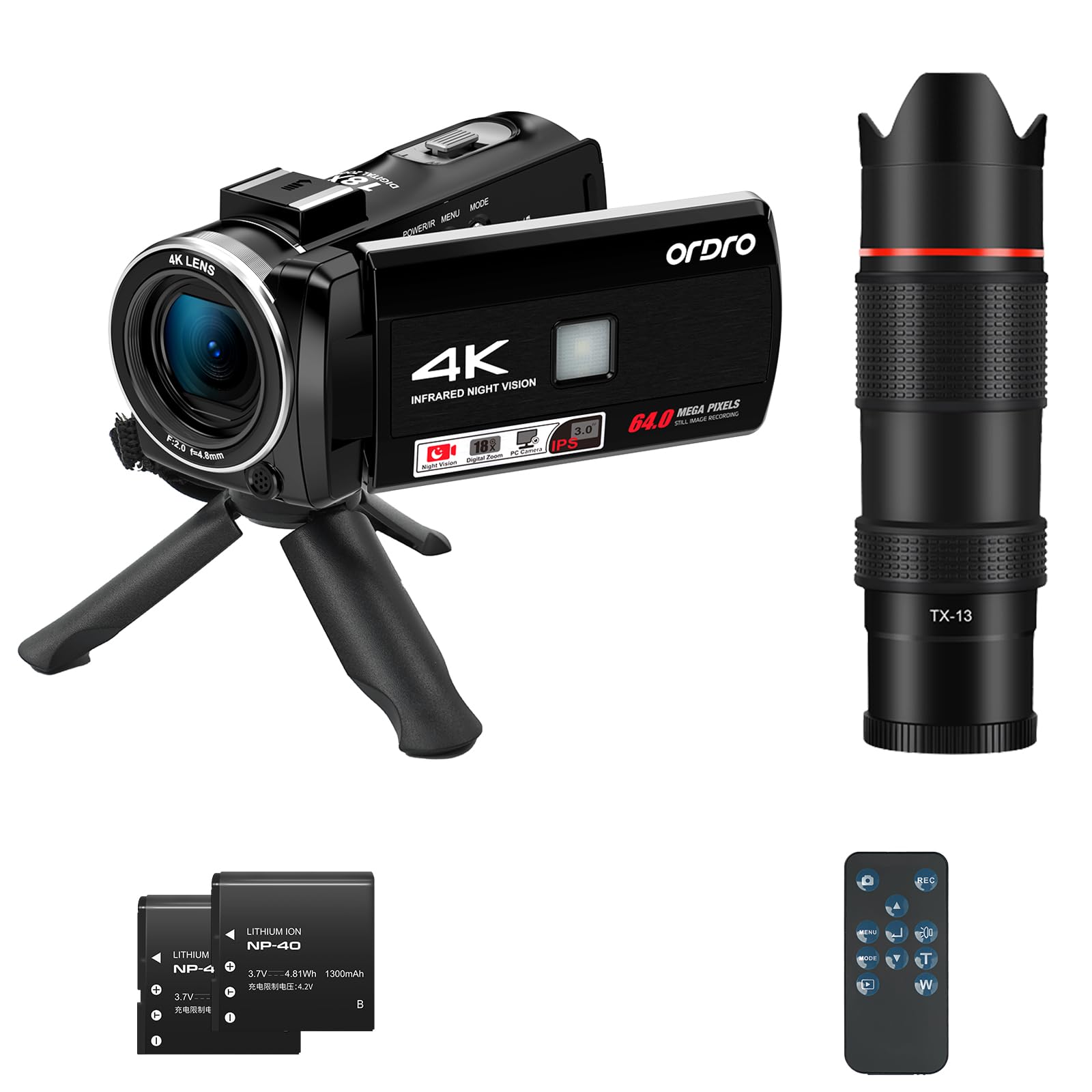 ORDRO 4K ビデオカメラ AC2 Amazon.com : ORDRO 4K Video Camera Camcorder with Telescope | 64MP